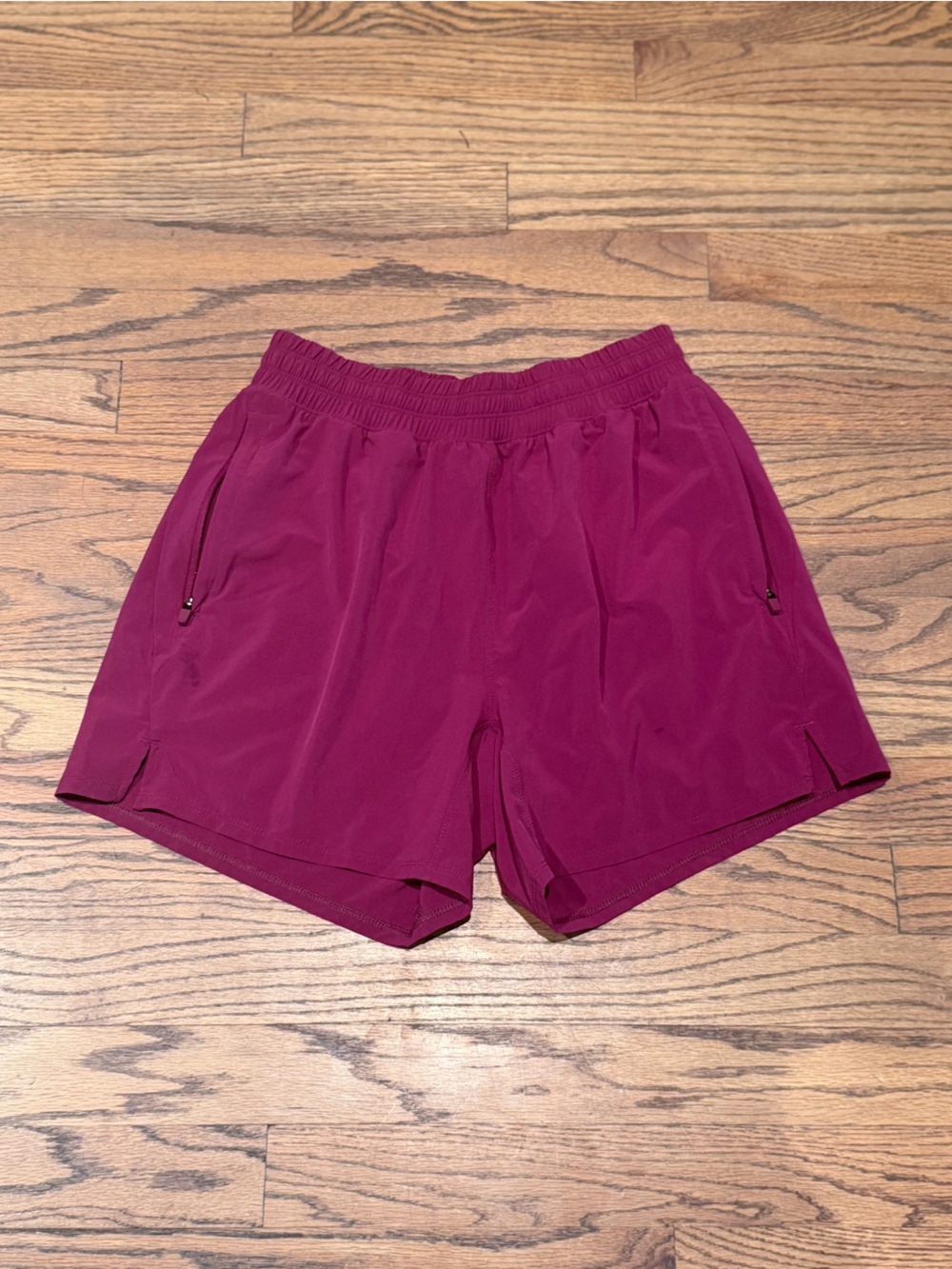 All In Motion maroon Active Track Shorts with Zip Pockets